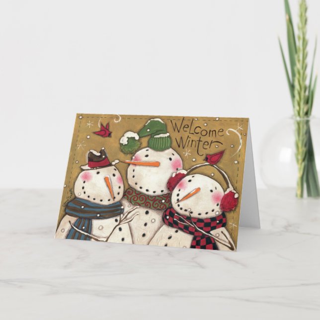 Three Snowmen Holiday Card (Front)