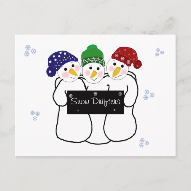 Three Snowmen Snow Drifters Postcard (Front)