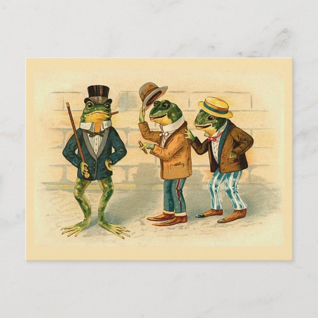 "Three Sociable Frogs" Postcard (Front)