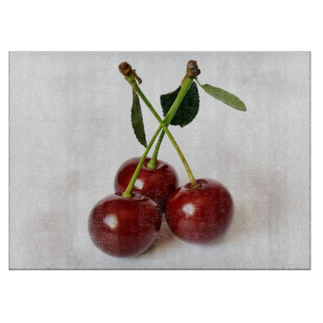 three sour cherries cutting board (Front)