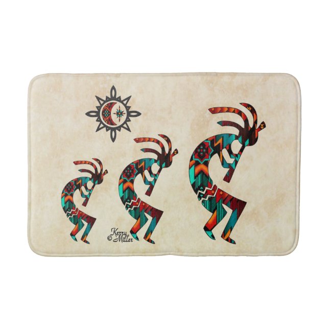 Three Southwest Kokopelli Bath Mat (Front)