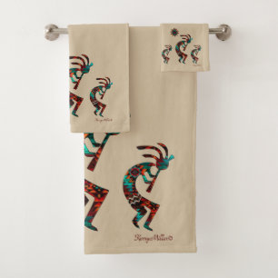 Three Southwest Kokopelli  Bath Towel Set