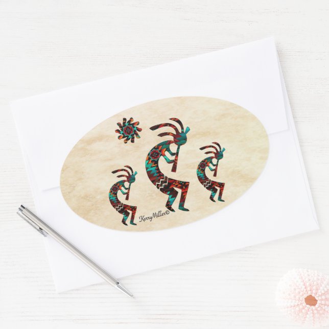 Three Southwest Kokopelli Square Sticker (Envelope)