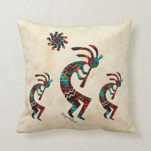 Three Southwest Kokopelli Throw Pillow