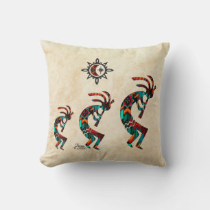 Three Southwest Kokopelli Throw Pillow