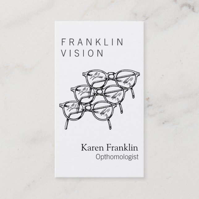Three Spectacles Eyewear Optical Vision Business Card (Front)