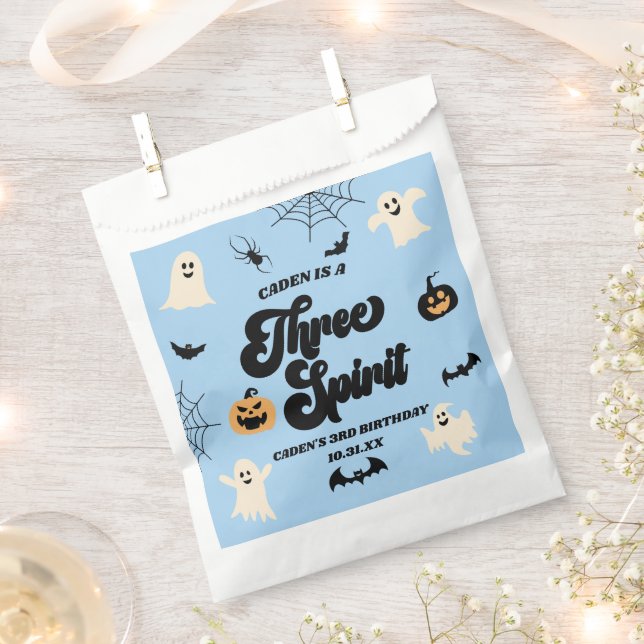 Three Spirit Blue Halloween 3rd Birthday Party Favour Bag (Clipped)