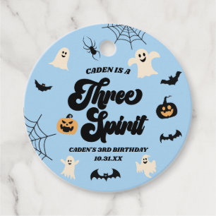 Three Spirit Blue Halloween 3rd Birthday Party Favour Tags