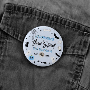 Three Spirit! Boys Halloween 3rd Birthday Party 1 Inch Round Button