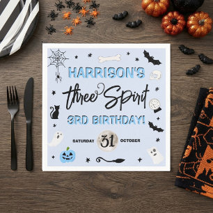 Three Spirit! Boys Halloween 3rd Birthday Party Napkin