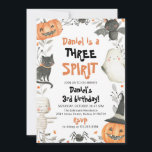 Three Spirit Cute Halloween 3rd Birthday Invite<br><div class="desc">Three Spirit Cute Halloween 3rd Birthday Invite Fall Pumpkin Ghost Spooky Cute Halloween Birthday Invite</div>