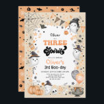 Three Spirit | Cute Halloween Ghost 3rd Birthday Invitation<br><div class="desc">Two Spooky! Cute ghost theme Halloween 2nd birthday invitation. Personalize this spooktacular invite with your details and if you want to further re-arrange the style and placement of the text,  please press the "Click to customize further" button.</div>