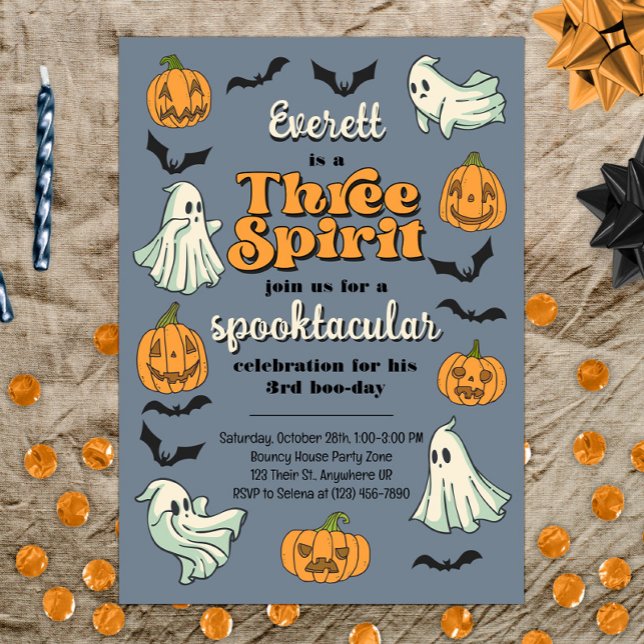 Three Spirit Ghost Third Halloween Fall Birthday Invitation (Creator Uploaded)
