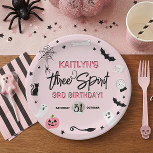 Three Spirit! Girls Halloween 3rd Birthday Party Paper Plate