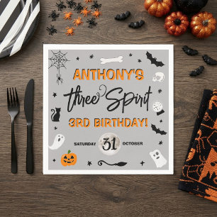 Three Spirit! Halloween 3rd Birthday Party Napkin