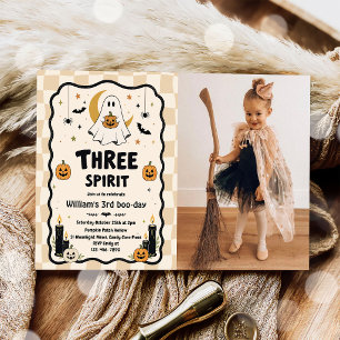 Three Spirit Halloween Ghost 3rd Birthday Photo Invitation