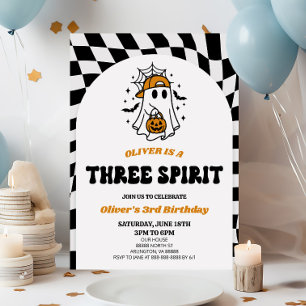 Three Spirit Halloween Retro 3rd Birthday Party Invitation