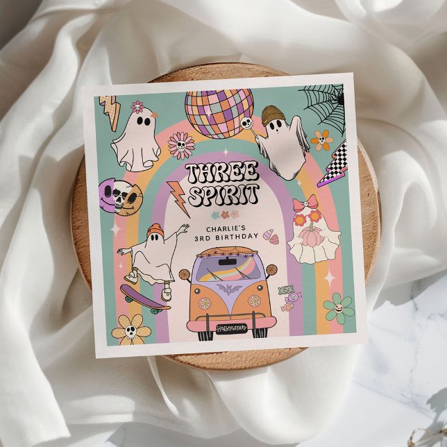 Three Spirit Retro Fun 3rd Birthday Party Napkin (Creator Uploaded)