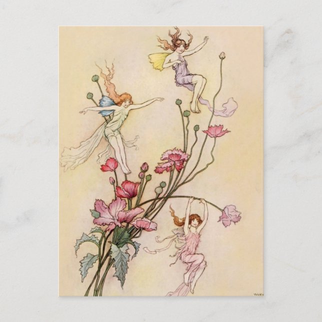 “Three Spirits Mad With Joy” by Warwick Goble Postcard (Front)