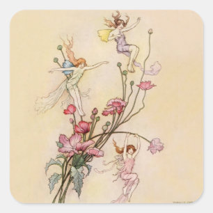 “Three Spirits Mad With Joy” by Warwick Goble Square Sticker