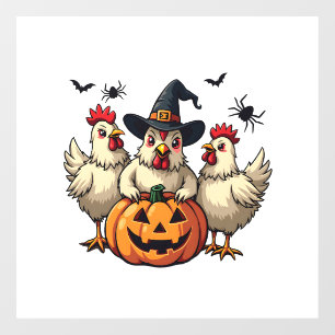 Three Spooky Halloween Chickens Farmer Fall Witch Window Cling