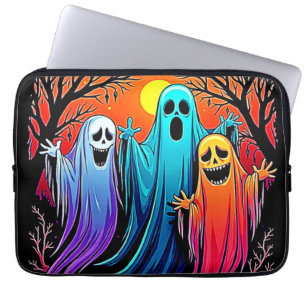 Three Spooky Halloween Ghosts Design Laptop Sleeve