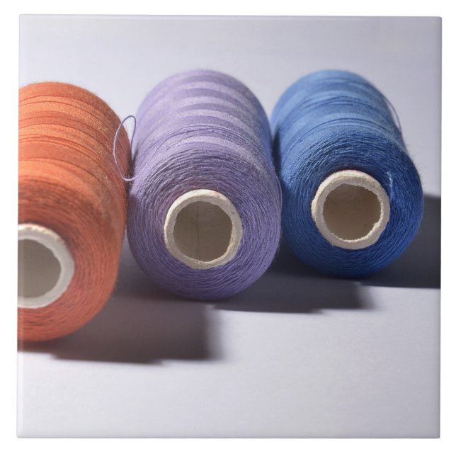 Three Spools of Thread Ceramic Tile (Front)