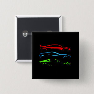 Three Sports Cars 2 Inch Square Button
