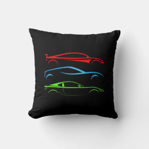 Three Sports Cars Throw Pillow