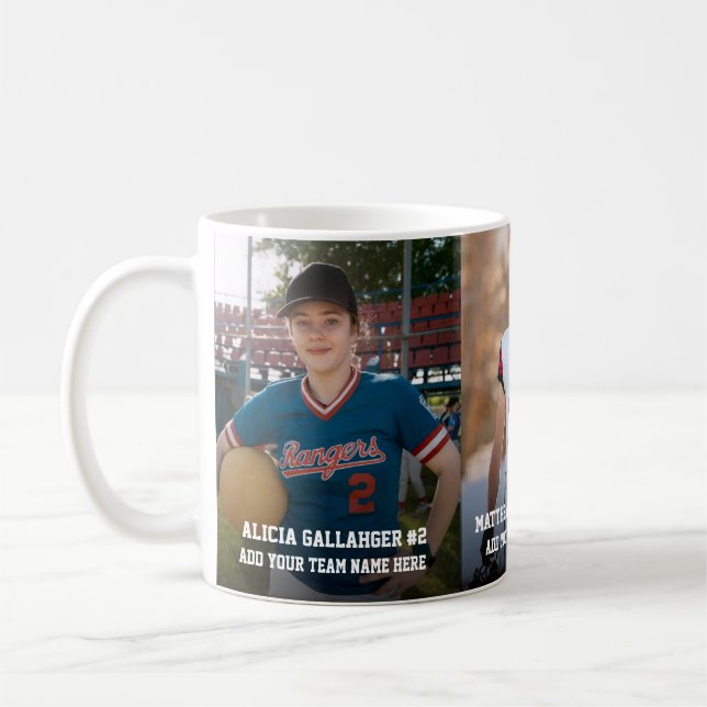 Three Sports Photos | Personalized Photo Magnet Coffee Mug (Left)