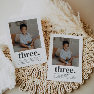 Three- Square Photo Birthday Invitation
