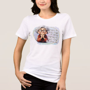 Three stages to old age with grey haired old lady Tri-Blend shirt