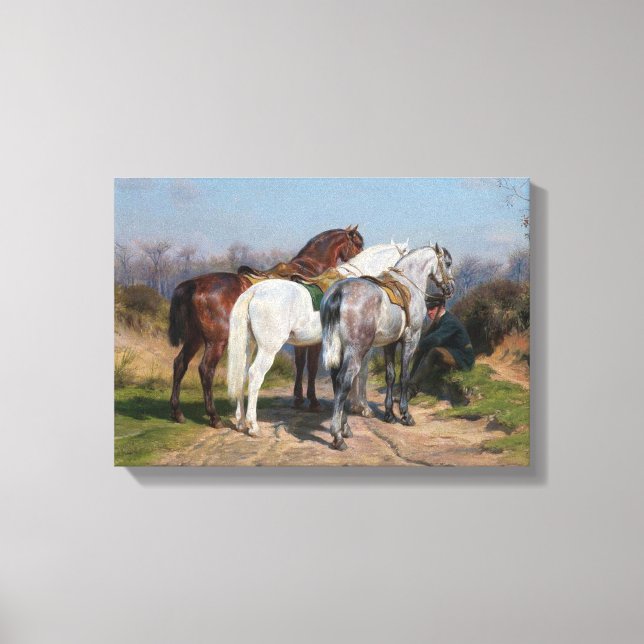 Three Stallion Horses (by Rosa Bonheur) Canvas Print (Front)
