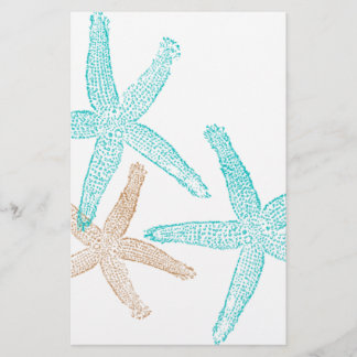 Three Starfish Teal and Tan