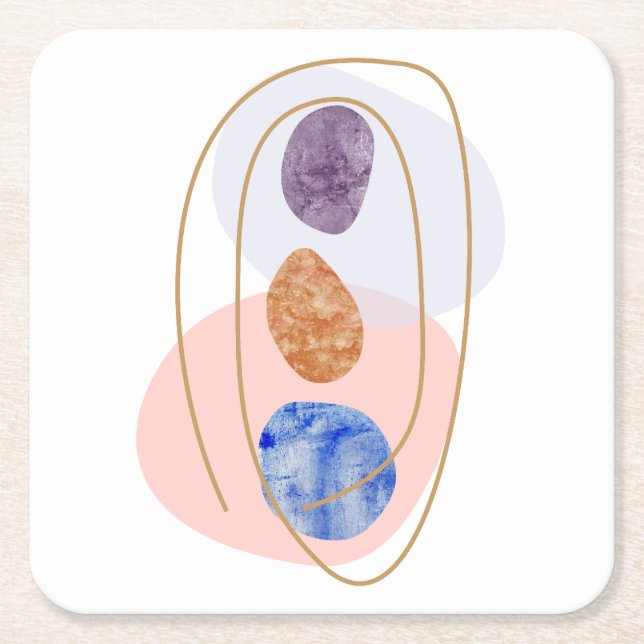 Three Stones Square Paper Coaster (Front)