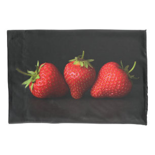 Three Strawberries On Black bedpccn Pillowcase