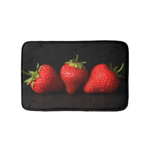 Three Strawberries On Black bmcnm Bath Mat