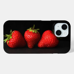 Three Strawberries On Black iphcna iPhone 15 Case