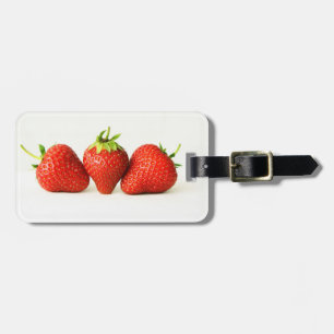 Three Strawberries On White cd ltcna Luggage Tag