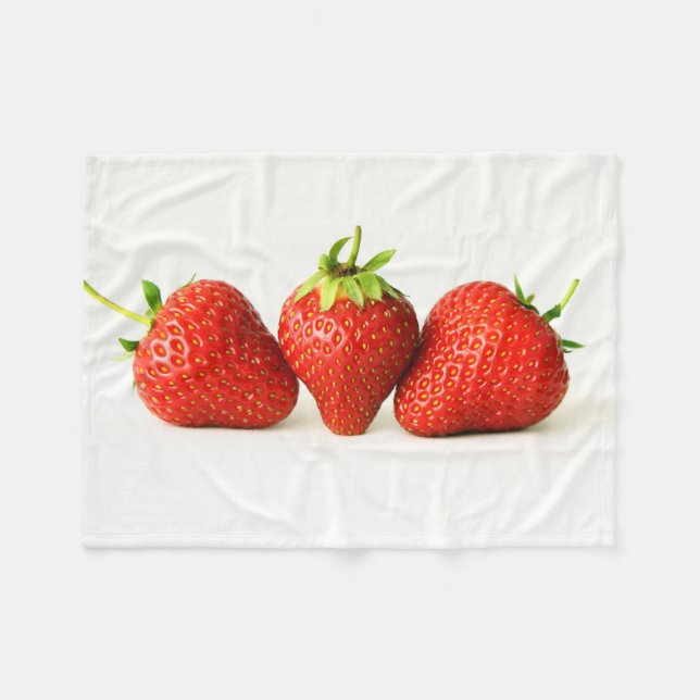 Three Strawberries On White fbcna Fleece Blanket (Front (Horizontal))
