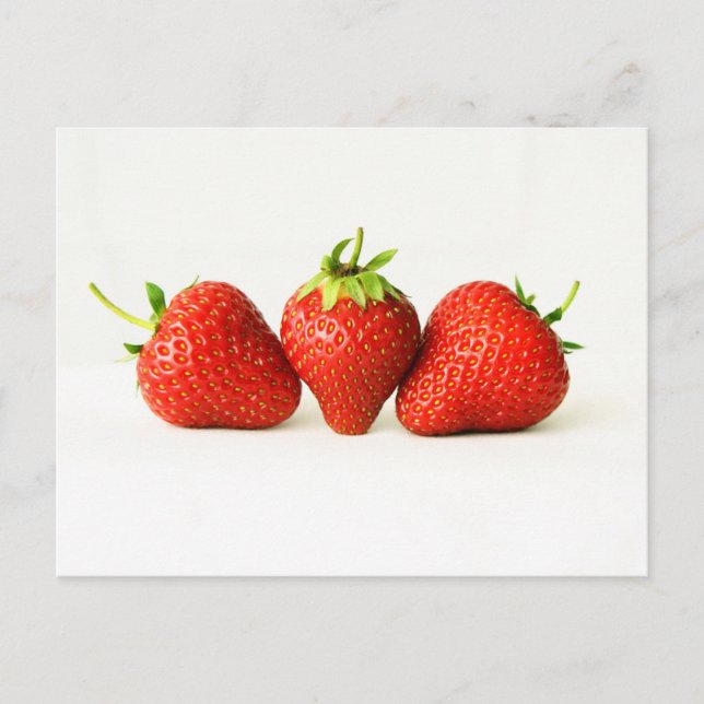 Three Strawberries On White pccna Postcard (Front)