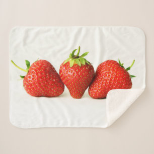 Three Strawberries On White sbcna Sherpa Blanket