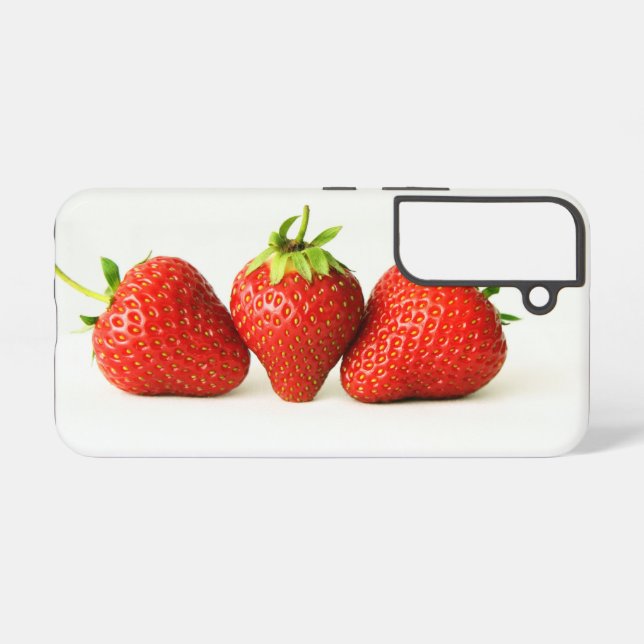 Three Strawberries On White sgcna Samsung Galaxy S22 Case (Back Horizontal)