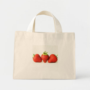 Three Strawberries On White ttcna Mini Tote Bag