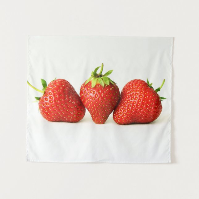 Three Strawberries On White wtcna Tapestry (Front (Horizontal))