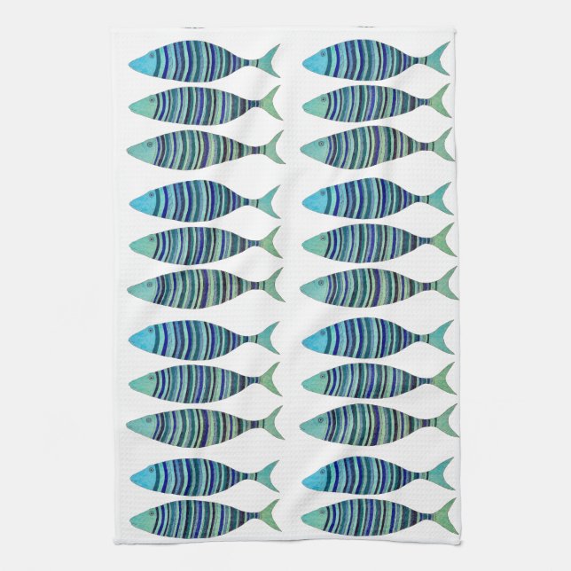 Three Striped Fish  Kitchen Towel (Vertical)