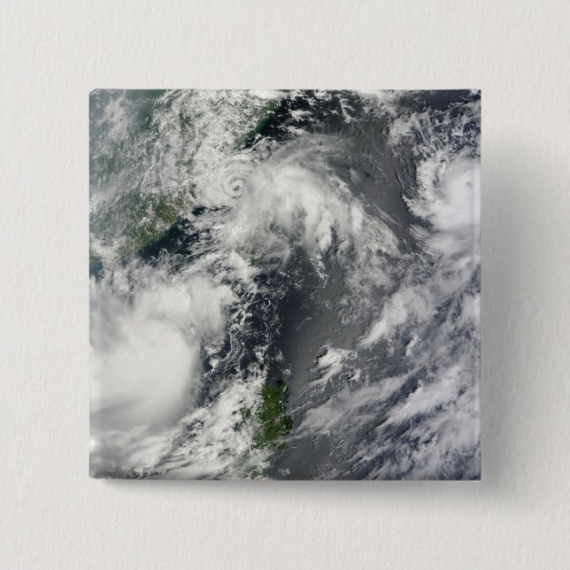 Three strong storms 2 inch square button (Front)