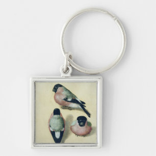 Three studies of a bullfinch keychain