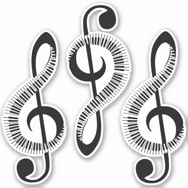 Three Stylized Treble Clefs with Keys (Front)