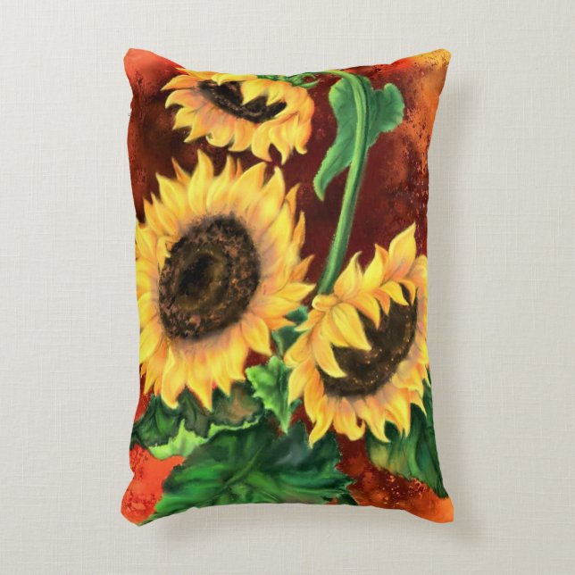 Three Sunflower Pillow (Front(Vertical))